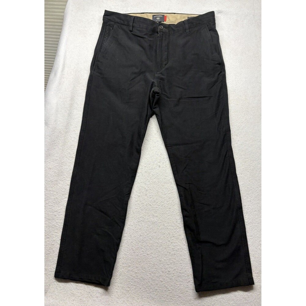 Dockers Smart 360 Flex Chino Pants Men 34x29 Slim Fit Black Stretch Khakis Work